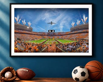 Tennessee Vols vs Texas Checkerboard Photo, Air Force One Flyover, Neyland Stadium Rivalry Game Print, UT Football Wall Art Composite