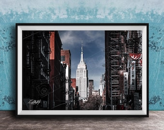 Empire State and Chinatown Wall Art: Colorful NYC Cityscape Print