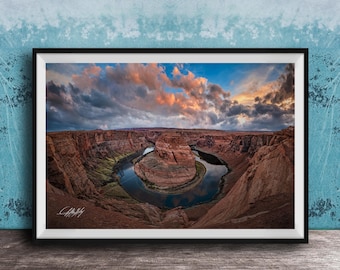 Horseshoe Bend Print - Colorful Sunrise Over Arizona Canyon