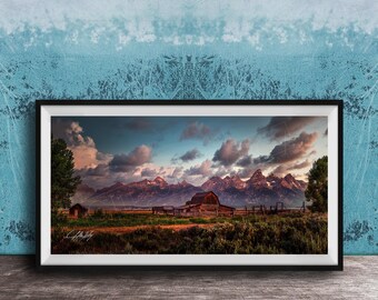 Grand Teton Wall Art, T.A. Moulton Barn, Sunrise Glow (Canvas Print)