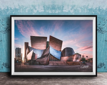 LA Architecture Wall Art, Disney Concert Hall, Twilight Glow (Made to Order)