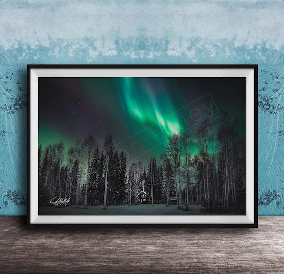 Northern Lights Art Print - Colorful Aurora Over Forest