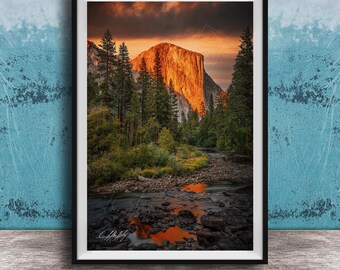 El Capitan Sunrise Print, Yosemite Merced River Scenic Wall Art