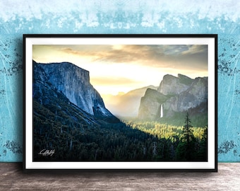 Yosemite Landscape Print, Tunnel View Sunrise (El Capitan & Bridalveil Fall)