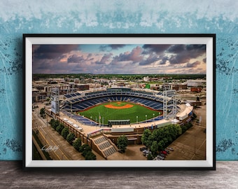 Omaha Baseball Stadium Print - Charles Schwab Field at Golden Hour