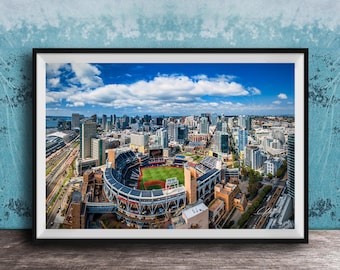 Padres Baseball Art Print: San Diego Skyline and Stadium (Framed or Unframed)