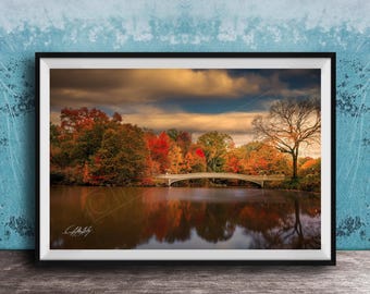 New York City Bow Bridge Print, Sunrise Glow (Fine Art Photo)