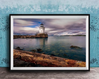 Bug Head Lighthouse Print: Portland Maine Coastal Wall Art
