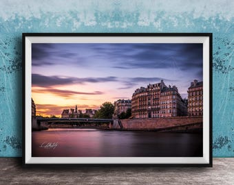 Pont St Louis Paris Wall Art - Romantic Seine River Sunset