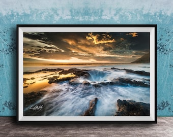 Thor's Well Landscape Print - Oregon Coast Sunrise