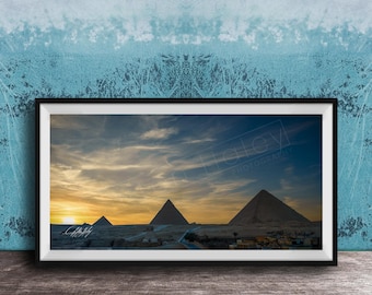 Giza Pyramids Sunset Print, Sphinx Fine Art Photography