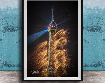 Bastille Day Eiffel Tower Wall Art - Summer Night in Paris