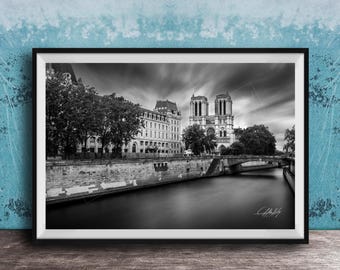 Notre Dame Cathedral Photo, Paris Landmark (Long Exposure Print)
