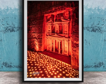 Petra Jordan Candlelight Night Print, The Rose City, Desert Fine Art Photography