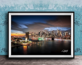 Brooklyn Bridge Print: New York City Skyline (Metallic Art)