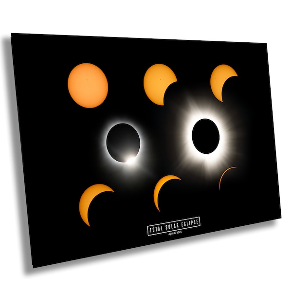 Fases del eclipse solar total de 2024 - Impresión/Lienzo/Acrílico/Metal