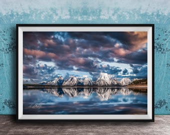 Jackson Lake Mountain Print: Grand Tetons Sunrise Scene (Made to Order)