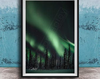 Aurora Borealis Wall Art - Colorful Northern Lights Landscape