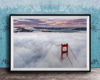 San Francisco Wall Art: Golden Gate Bridge in Fog - Skyline Print