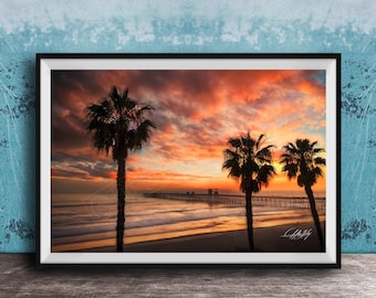 Oceanside Pier Wall Art - Golden Hour Sunset Scene