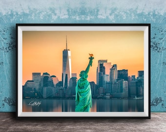 Statue of Liberty Art Print: NYC Sunrise Cityscape (Made to Order)