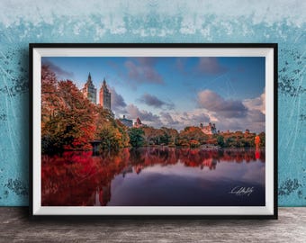 NYC Central Park Print - San Remo Reflection at Sunrise