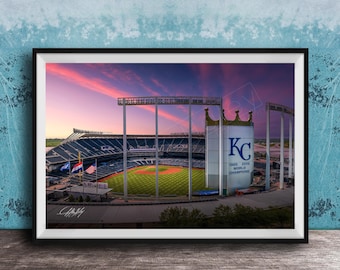 Kauffman Stadium Photo: Royals Sunset Canvas (MLB Wall Decor)