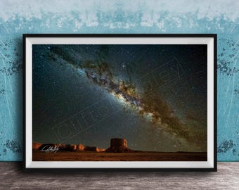 Monument Valley Mittens Milky Way Print - Southwestern Desert Landscape Photo