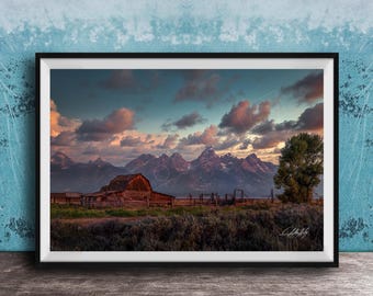 T.A. Moulton Barn Canvas Print, Rustic Sunrise Landscape (Grand Teton)