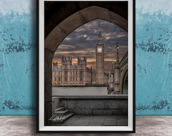 Big Ben Wall Art: London Cityscape at Golden Hour - Neo-Gothic Style