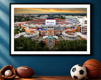 Ben Hill Griffin Stadium Sunset Photo, Florida Gators Swamp Print, UF Football Wall Art