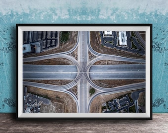 Salt Lake City I-15 Interchange Wall Art (Aerial Photo, Road Patterns)