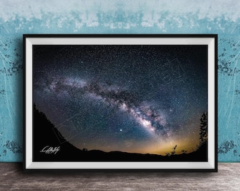 Milky Way Night Sky Print - Mountain Landscape Wall Decor