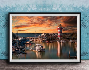 Harbor Town Lighthouse Wall Art: Hilton Head SC Coastal Canvas
