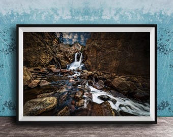 Waterfall Wall Art: Chasm Falls Rocky Mountain - Misty River Scene