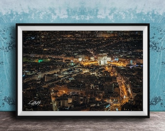 Paris Arc de Triomphe Print, Night Cityscape (Framed or Canvas)