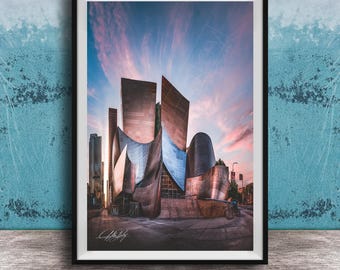 Disney Concert Hall Wall Art: Los Angeles Skyline at Sunset