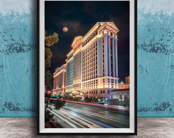 Vegas Caesars Palace Photo: Nighttime Cityscape - Casino Wall Art