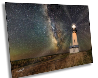 Yaquina Head Lighthouse Print: Newport Oregon, Milky Way Nightscape
