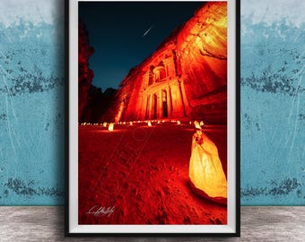 Petra Jordan Candlelight Night Print, The Rose City, Desert Fine Art Photography