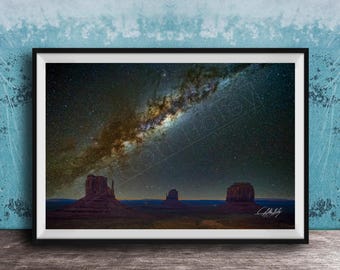 Monument Valley Mittens Milky Way Print - Southwestern Desert Landscape Photo