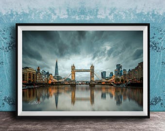 Tower Bridge London Print - Blue Hour Skyline and River Thames