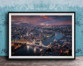 Tower Bridge Print: London Skyline at Sunset on the Thames