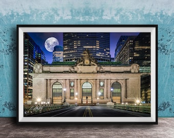 Grand Central Station Wall Decor: NYC Night Scene (Vintage Photo)