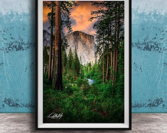 El Capitan Yosemite Print: Merced River Landscape Photography, Western Scenic Wall Decor