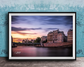 Pont St Louis Paris Wall Art - Romantic Seine River Sunset