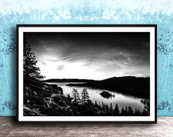 Emerald Bay Lake Print, Serene Tahoe Mountain View | Nature Scene | Calming Wall Decor