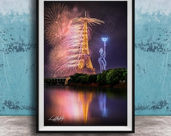 Eiffel Tower Night, Long Exposure Photo, Celebration Wall Art | Parisian Pride | Nighttime City Scene