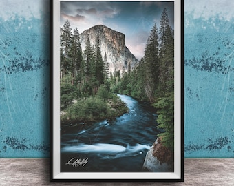 El Capitan Yosemite Print: Merced River Landscape Photography, Western Scenic Wall Decor