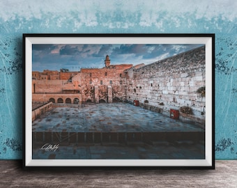 Western Wall Print: Jerusalem Landmark in Dawn Light